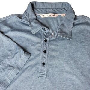 TravisMathew Polo Shirt Mens XL Blue Excellent Short Sleeve Golf Performance